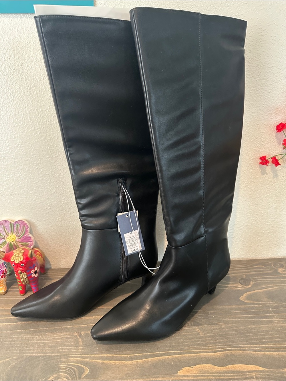 a new day Black Knee-High Pointed-Toe Boots